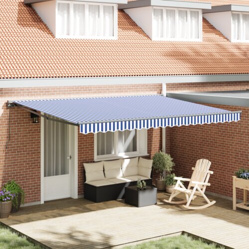  Skrovita tenda Plava i bijela 450x300 cm Cijene