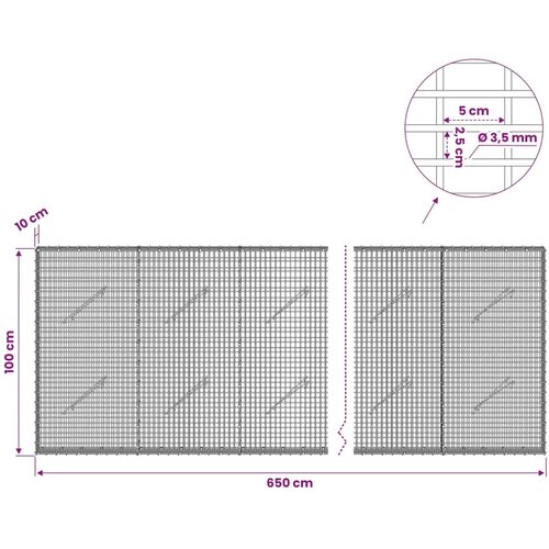  Gabion s žicom debljine 3 5 mm i mrežom 5x2 5 cm 650x10x100 cm - 10 cm 100 cm 650 cm Slike