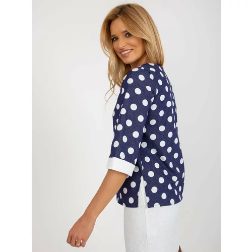 Fashion Hunters Dark blue polka dot blouse with 3/4 sleeves