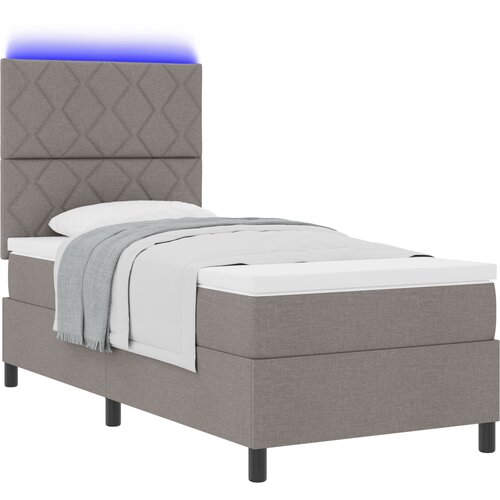 VidaXL &amp;Scaron;katlasta postelja z vzmetnico in LED taupe 90x200 cm tkanina, (22082803) Slike