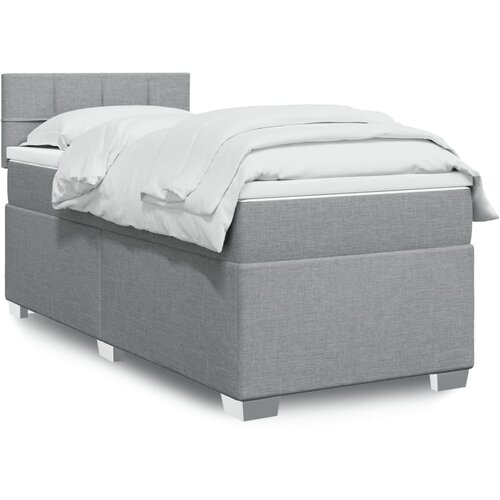 VidaXL Okvir kreveta s oprugama i madrac svjetlosivi 80x200cm tkanina Slike