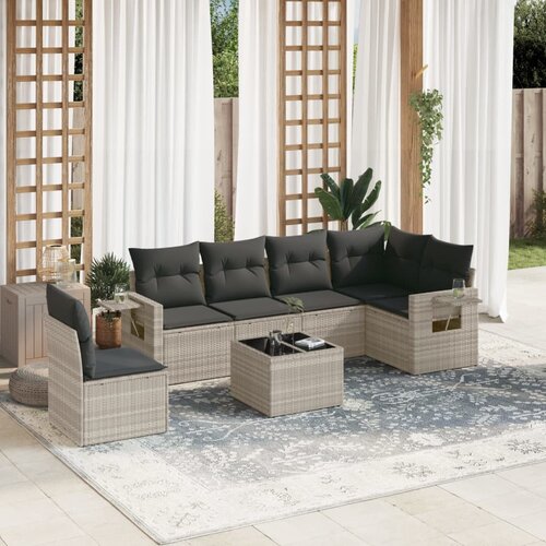 vidaXL 7-dijelni set vrtnih sofa svjetlosivi od poliratana Cijene