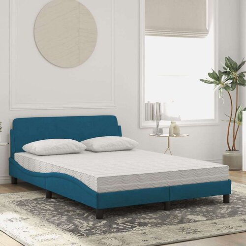 VidaXL Krevet s madracem plavi 140x200 cm bar&amp;scaron;unasti Slike