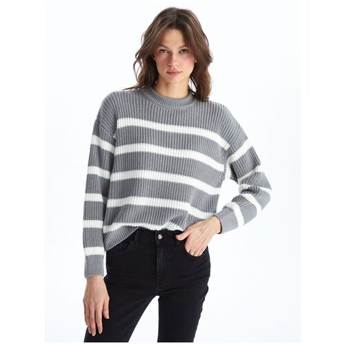 LC Waikiki Crew Neck Striped Long Sleeve Oversize Women's Knitwear Sweater Cene