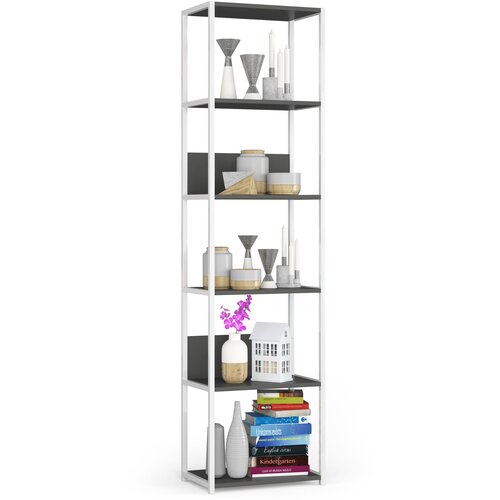 AKORD Regal V Loft Slogu Iz Kovine, Bela/Siva, (5000332519) Cene
