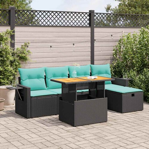  6-dijelni set vrtnih sofa s jastucima crni od poliratana bagrem Cene
