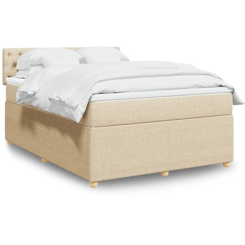 vidaXL Box spring postelja z vzmetnico krem 160x200 cm blago Cene