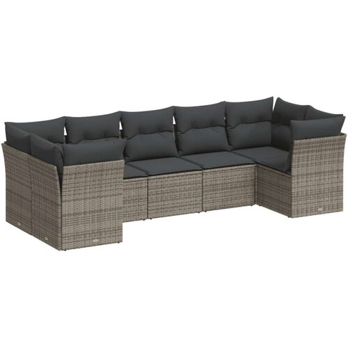VidaXL 7-dijelni set vrtnih sofa sivi od poliratana Slike