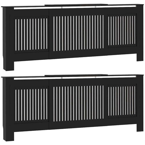VidaXL pokrivač radijatora 2 pcs crna (142-205) x 20.5 x 81.5 cm Slike