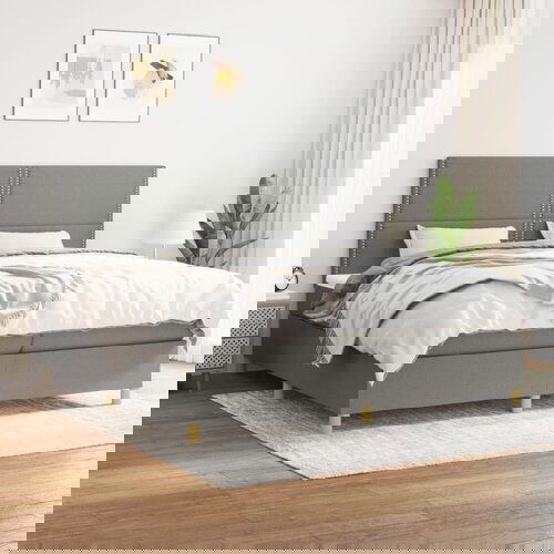 vidaXL Krevet s oprugama i madracem tamnosivi 200 x 200 cm od tkanine Cijene