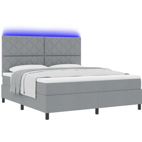 vidaXL Posteljni sistem z vzmetnico in LED lučko Siva 180x200 cm Tkanina, (22083921) Cene