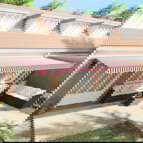 Ručna Uvlačiva Tenda Crvena i Bijela Pruga 600x300 cm Slike