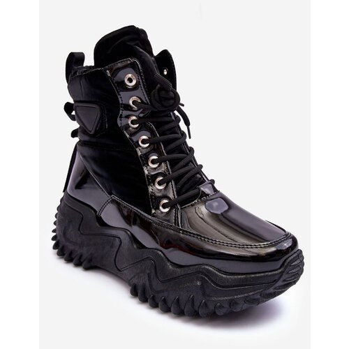 Kesi Ocieplane shoes on a massive platform of black lanleh Slike
