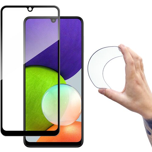 Wozinsky Glass Film kaljeno steklo z okvirjem za Samsung Galaxy A22 4G Full Cover Flexi Nano Screen črn, (21533864) Cene