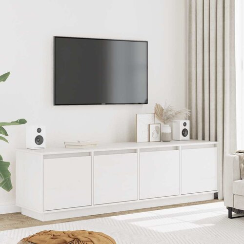 TV ormarić bijeli 156 x 37 x 45 cm od masivne borovine Cene
