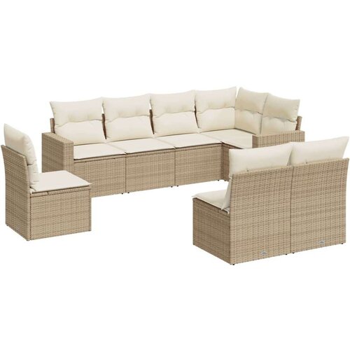 vidaXL 8-dijelni set vrtnih sofa od poliratana s jastucima bež Cene
