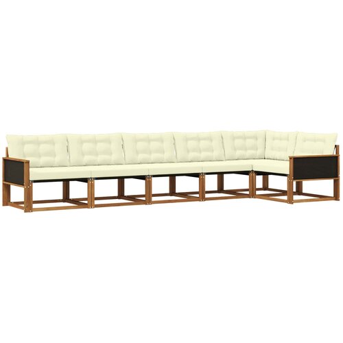 vidaXL Zunanja garnitura za sedenje z blazino 6 pcs Naravna in smetana, (5000273251) Cene