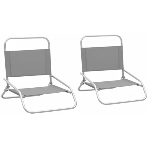 vidaXL Zložljivi stoli za na plažo 2 kosa sivo blago, (20660532)