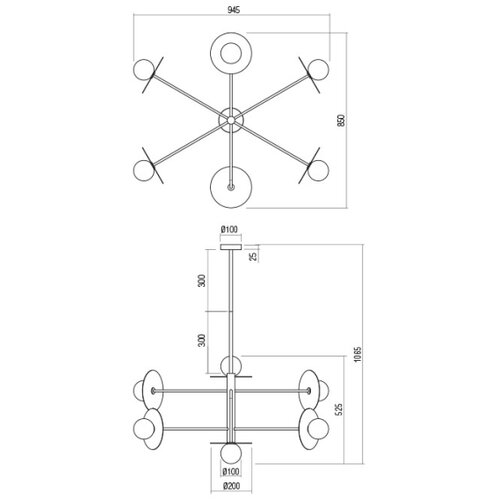  Redo 01-2734 - Luster na &amp;scaron;ipci PLATO 6xG9/10W/230V crna Slike