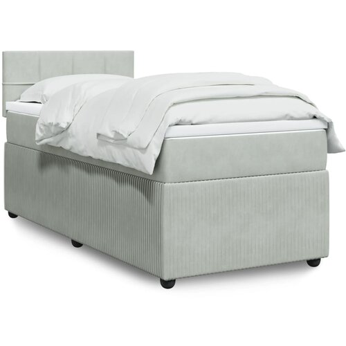 vidaXL Box spring postelja z vzmetnico svetlo siv 90x190 cm žamet Cene