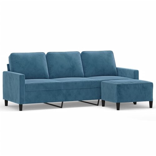 vidaXL Trosjed s tabureom plavi 180 cm baršunasti Cijene