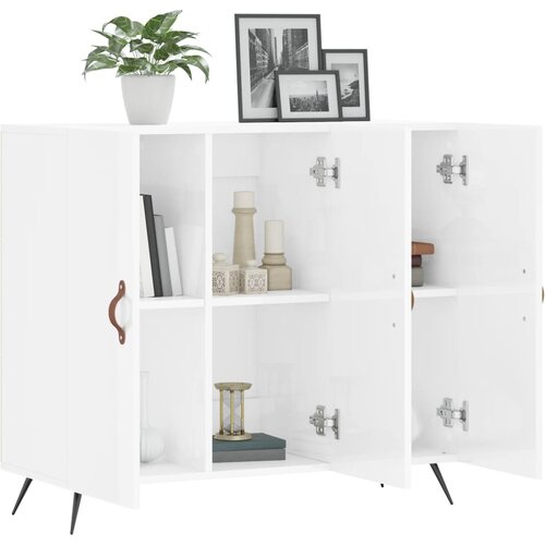  Komoda sjajna bijela 90x34x80 cm od konstruiranog drva Slike