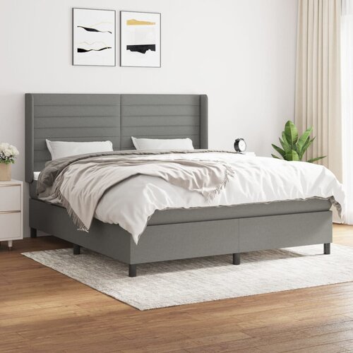 vidaXL Box spring postelja z vzmetnico temno siva 180x200 cm blago Cene