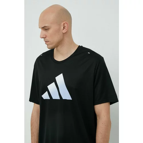 Adidas Kratka majica za tek Run Icons črna barva