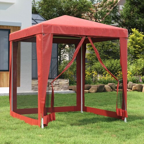 VidaXL &amp;Scaron;ator za zabave s 4 mrežasta bočna zida crveni 2 x 2 m HDPE Slike