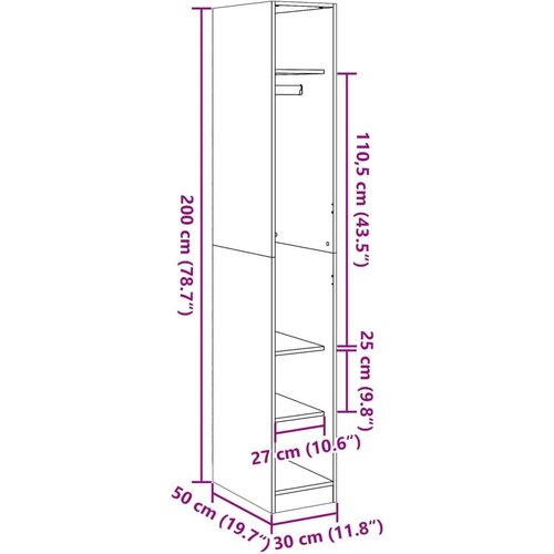 VidaXL Ormar boja dimljenog hrasta 30x50x200 cm od konstruiranog drva Slike