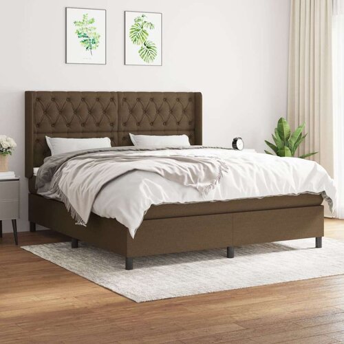  Box spring postelja z vzmetnico temno rjava 160x200 cm blago, (20898573) Slike