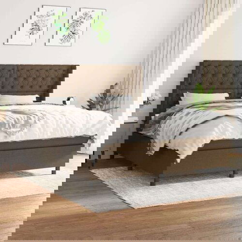  Krevet s oprugama i madracem tamnosmeđi 160x200 cm tkanina Slike