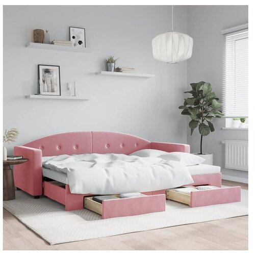 VidaXL Izvlečna dnevna postelja s predali roza 80x200 cm žam Slike