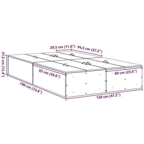  Krevet za pohranu Sonoma hrast 120x190 cm Slike