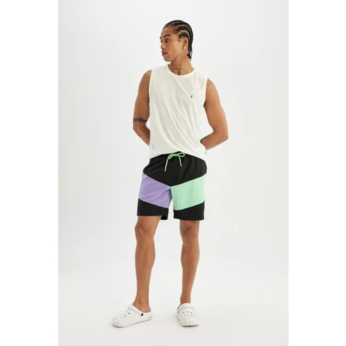 Defacto Fit Regular Fit Printed Flexible Textured Short Swim Shorts