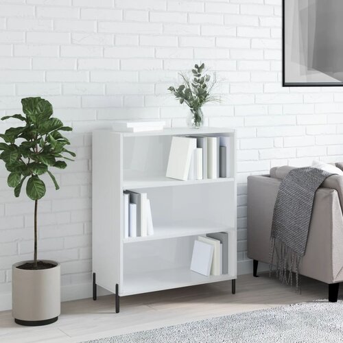 VidaXL Ormarić s policama sjajni bijeli 69,5 x 32,5 x 90 cm drveni Slike