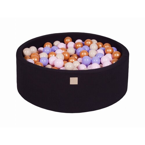 MeowBaby Bazen z žogicami, 90x30 cm z 200 žogicami, bombaž, črna: zlata/bež/pastelno roza/intenzivna, (21289286) Cene