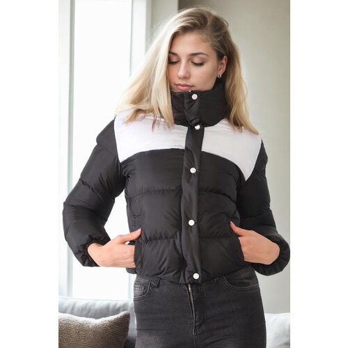 Dewberry Z6649 WOMEN&amp;#039;S COAT-BLACK-WHITE-2 Slike