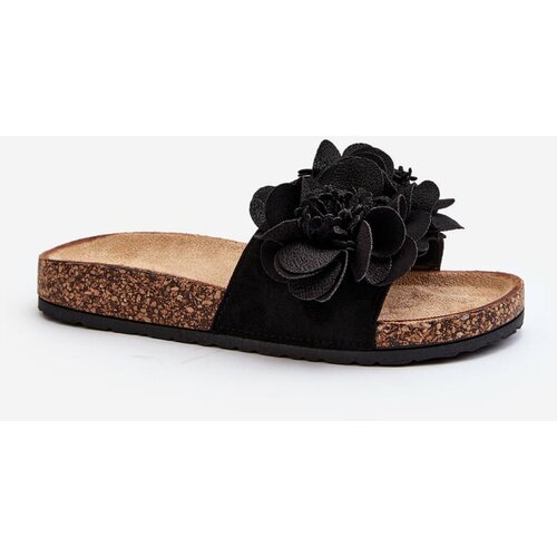 Kesi Women's slippers with flowers, Black Lulania Slike