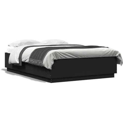  Okvir kreveta s LED svjetlima crni 150 x 200 cm drveni