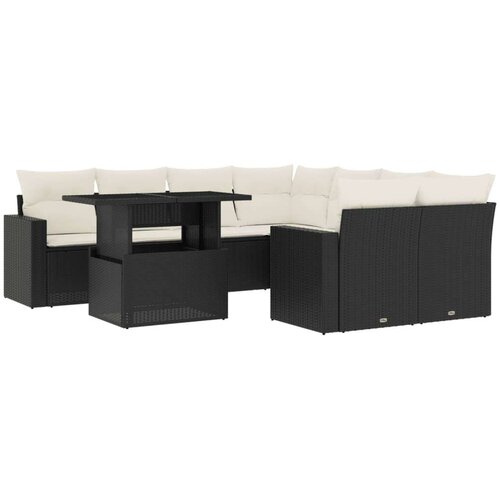 VidaXL 9-dijelni set vrtnih sofa s jastucima crni od poliratana Slike