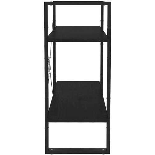 VidaXL Knjižna omara 2-nadstropna črna 80x30x70 cm trdna borovina Slike