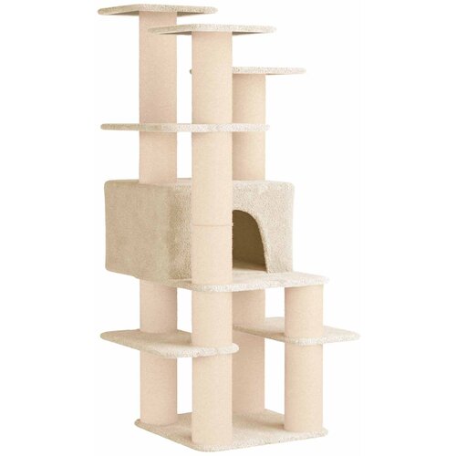 VidaXL Mačje drvo s sisalnim postoljima za grebanje Krem 161 cm - Krem Slike