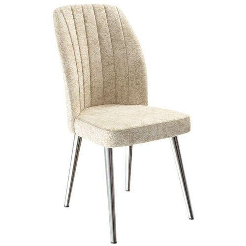 Hanah home set trpezarijskih stolica Platinum 4 kom, krem tkanina Jerry, hromirane metalne noge Cene