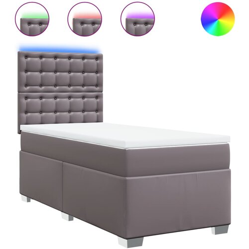 vidaXL Box spring postelja z vzmetnico siva 80x200 cm umetno usnje, (21321156) Cene