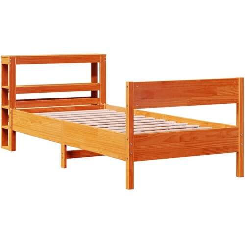 VidaXL Posteljni okvir z vzglavjem vo&amp;scaron;čeno rjava 90x190 cm borovina, (21303438) Slike