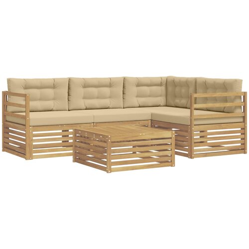 vidaXL Zunanja garnitura za sedenje 5 pcs Bela in bež Poliester, (5000280927) Cene
