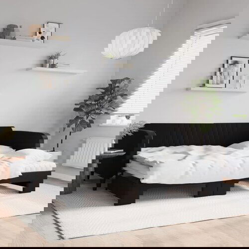 vidaXL Izvlečna dnevna postelja z vzmetnicami črna 100x200 cm žamet Cene