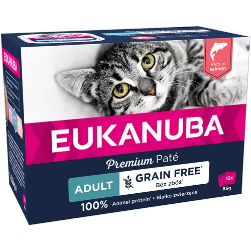 Eukanuba 20 + 4 gratis! mokra mačja hrana brez žitaric 24 x 85 g - Adult brez žitaric Losos