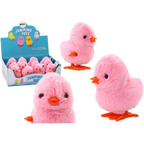  Jumping Chicken Wind-Up Plush Toy Decoration Pink Slike
